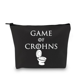 PYOUL Crohns Disease Awareness Gift Game of Crohns Makeup Bag Colitis Warrior Cosmetic Bag Chronic Illness Gift Purple Ribbon Gift (Game of Crohns Bag)