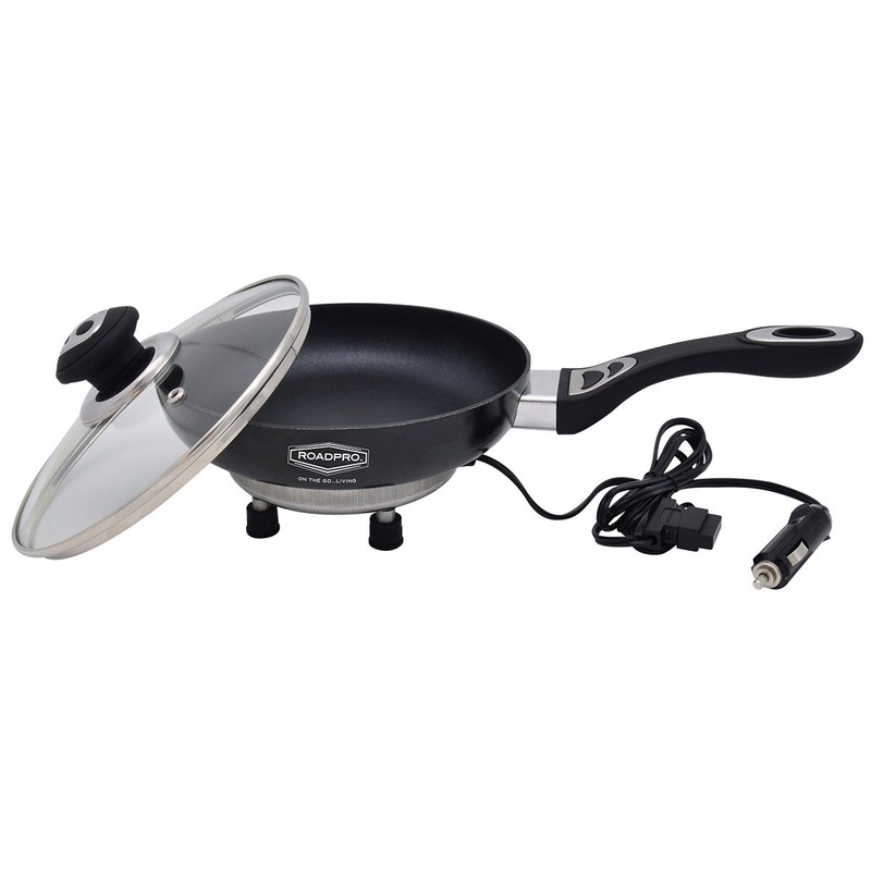 RoadPro 12V Power Supply Portable, Travel Frying Pan with Non-Stick