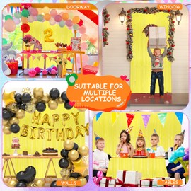 Yellow 2 Pack Metallic Tinsel Foil Fringe Curtains, 3.3x8.3 Feet Yellow Streamers for Party, Door Streamers Party Decorations, Party Streamers for Birthday Christmas Party Decorations