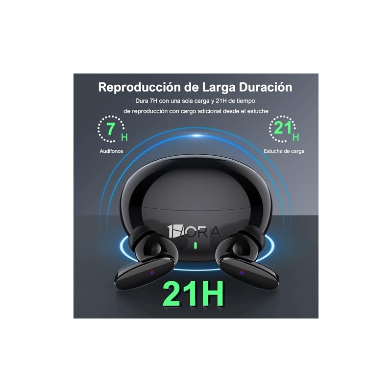 1 Hora Audífonos Inalámbricos Bluetooth 6.0 con Estuche de Carga