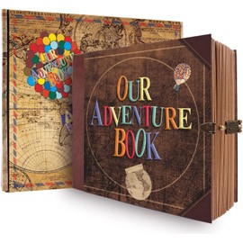 Our Adventure Book Scrapbook Photo Album with 146 Pages Embossed Words Hard Cover Travel Scrapbook, Memory Book For Anniversary Wedding, Valentines' gifts, Christmases etc, 8.9 * 7.7 In