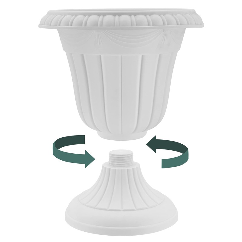 PL20BK Classic Traditional Plastic Urn Planter Indoor/Outdoor, 10" x 12",