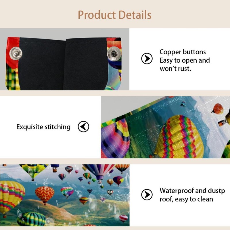 2 Pack Tissue Box Cover Holder, Air Balloons Rectangle Leather