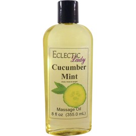 Cucumber Mint Massage Oil, 8 oz, With Sweet Almond Oil and Organic Jojoba Oil, Preservative Free