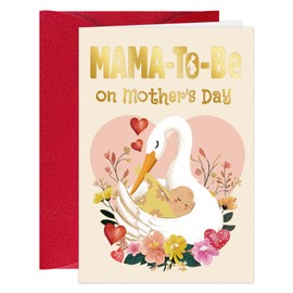 DISJOURNEY Mother's Day Card For Mother-To-Be - Swan Hugging Baby Pregnancy Announcement Card - Celebrating Your First Mother’s Day as a Expectant Mother