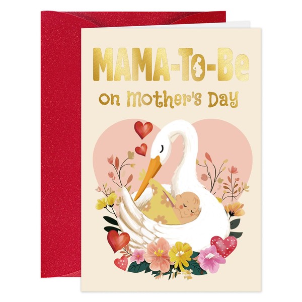 DISJOURNEY Mother's Day Card For Mother-To-Be - Swan Hugging Baby