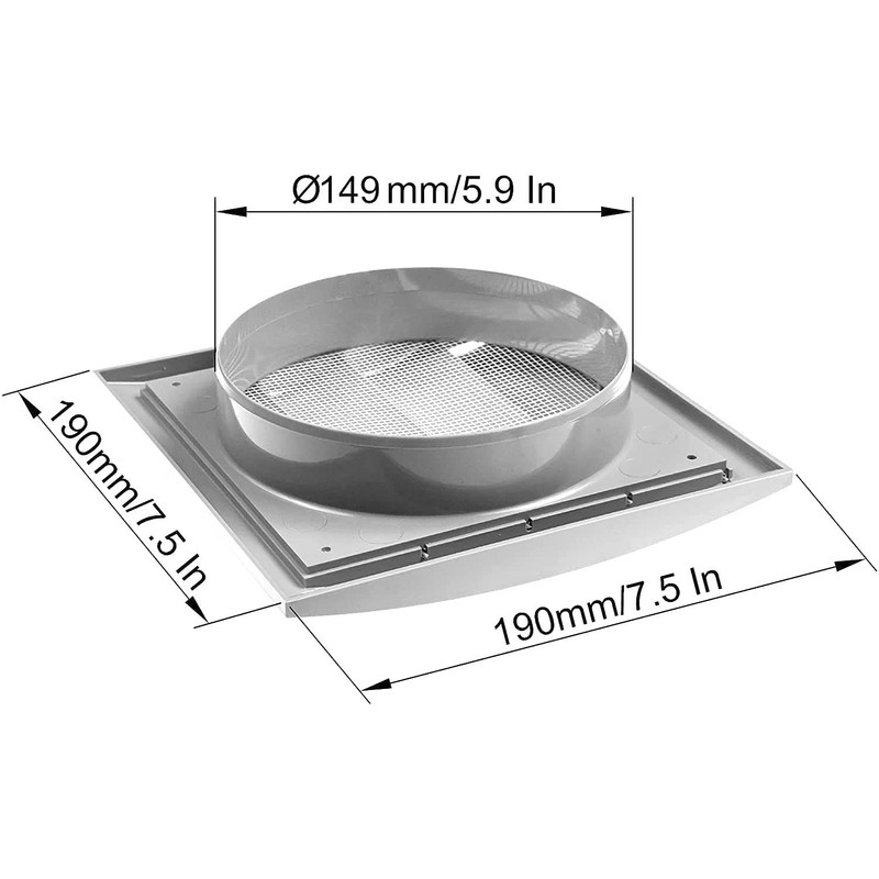 White Exhaust Hood Vent 6'' Inch / 150 mm with