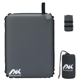 XplrKamp 2 in Inflatable Seat Cushion for Airplane Travel Camping Hiking, Portable Comfortable Memory Foam Seat Cushion for Bleachers Stadium Chair Pad, Sports, Driver (1, Gray)