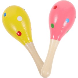 Maracas for Kids Baby Wooden Rattle Musical Toys Wooden Maracas Rattles Musical Educational Toys ( Random Color Pattern )