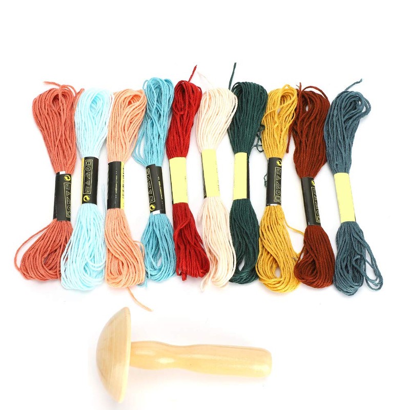 Wooden Darning Supplies Kit with Mushroom Patching Tool and 10