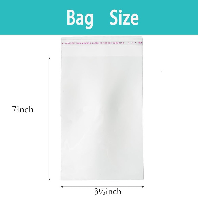 Generic Self Sealing Cellophane Bags 200Pcs-Self-Adhesive OPP Bags - Clear,
