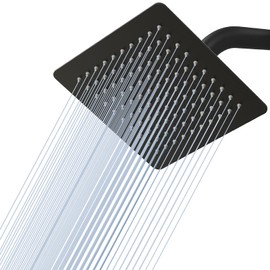 KINLIV 8 Inch Rain Shower Head Matte Black - All Metal Stainless Steel 304, Ultra Thin Design, Square Rainfall Showerheads Modern Bathroom - Full Body Coverage Bath Shower