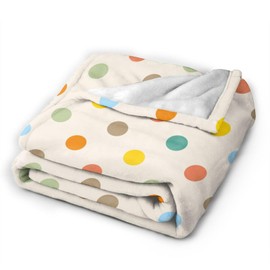 Colorful Retro Polka Dot Blanket Soft Lightweight Throw Blankets Cozy Flannel Bed Throws for Sofa Couch Travel Home Room Bedroom Decor Gifts for Girls Women Kids Adults 50"x40"