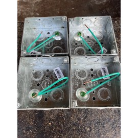 Topaz 4 PACK! TOPAZ B8545PT, 4" Square Welded Box 1-1/2" Deep with Pigtail