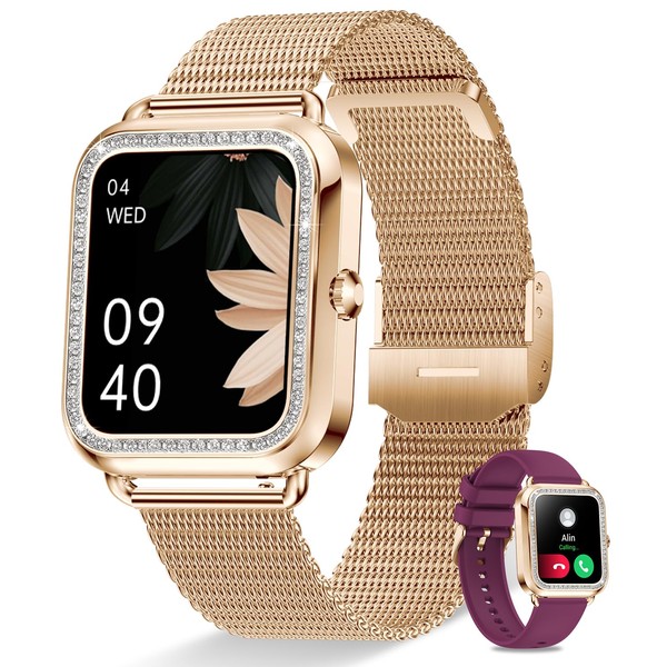 Erkwei Smart Watch for Women(Answer/Make Calls) 1.59" Fitness Tracker with