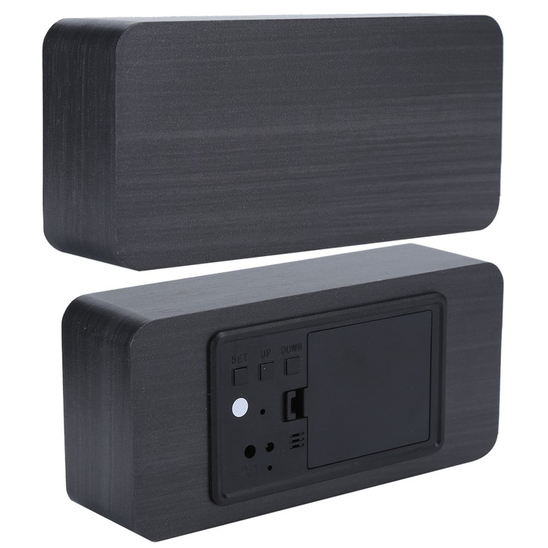 LED Wooden Alarm Clock Electronic Voice Control Temperature Date Table