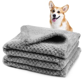 Onarway Dog Blanket Washable Large 100x150cm Puppy Blanket, Fluffy Fleece Pet Blanket Throw for Puppy Dogs, Cats and Other Medium Large Pets Grey