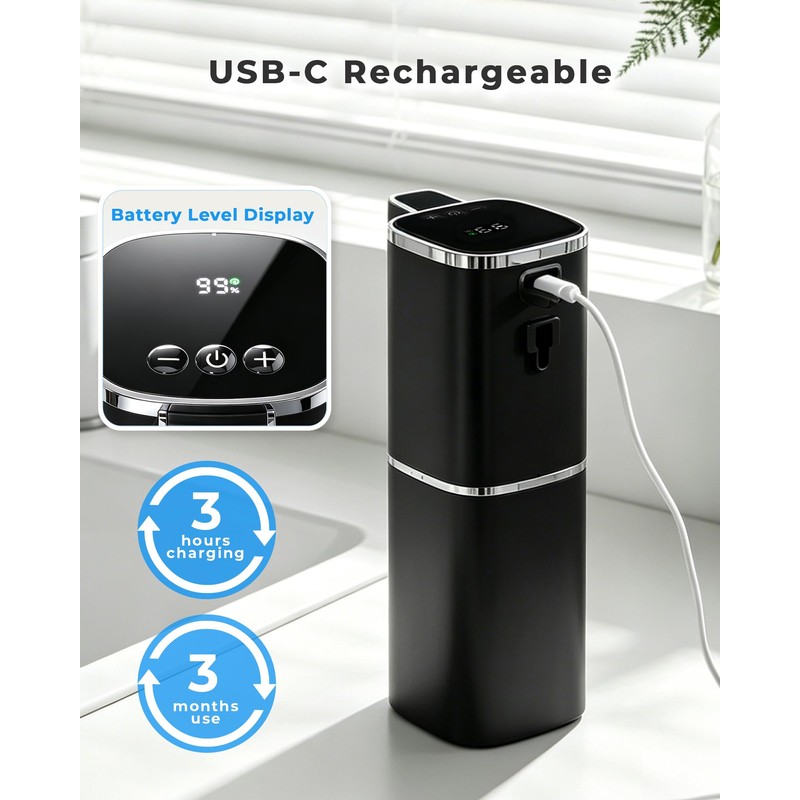 Automatic Foaming Soap Dispenser Touchless, USB Rechargeable