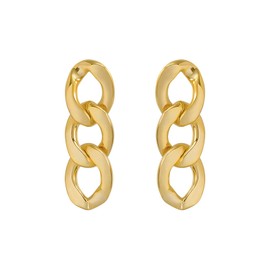 coadipress Chunky Cuban Chain Link Dangling Earrings for Women Fashion 18K Gold Silver Plated Vintage Curb Minimalist Cool Dangle Drop Stud Earrings Jewelry (Gold)