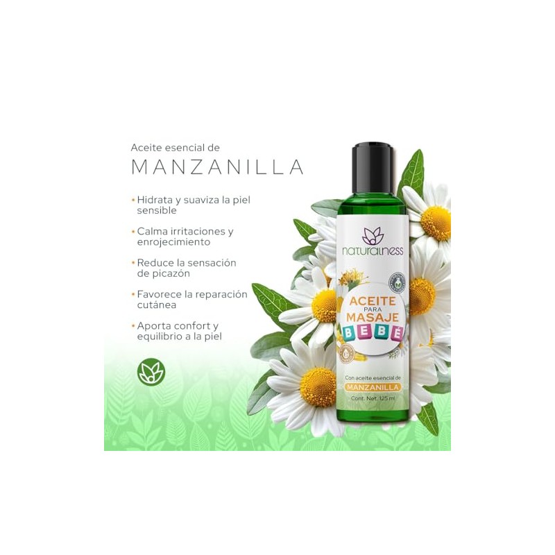 Aceite para masaje de bebé 125ml con manzanilla y hamamelis