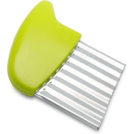 Crinkle Cutter Stainless Steel Potato Carrot Chip Vegetable Crinkle Wavy Chopper Cutter French Fry Slicer (Green)