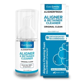 EverSmile AlignerFresh Original Clean Foam – Cleaner Compatible w/Invisalign and All Clear Aligners & Retainers – Eliminates Bacteria, Whitens Teeth, Fights Bad Breath – 25ml (2 Pack)