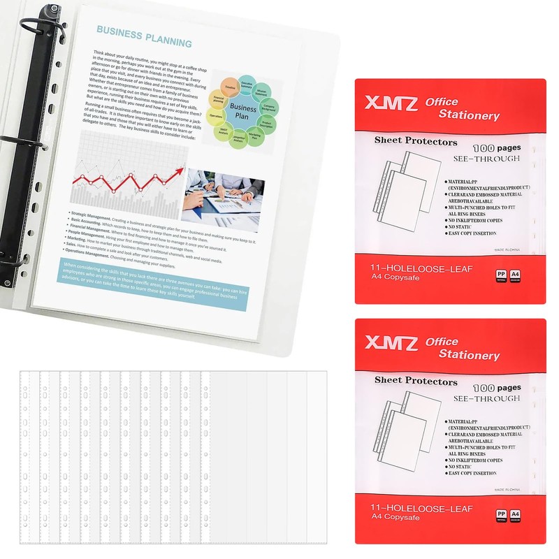200 Pcs Poly Pockets A4 Folder,Clear Plastic Wallets A4 Punched