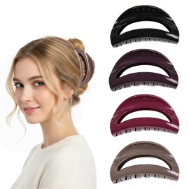4Pcs Silicone Claw Clips for Women, Soft Flexible Cloud Claw Clips Non-Slip Extra-large Claw Clip for Thick or Thin Hair Reusable Hair Accessories for Girls and Women(Black)