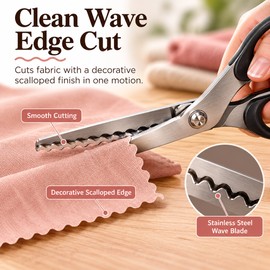 Stainless Steel Pinking Shears for Fabric Cutting – 3/5/7mm Wave Edge Tailor Scissors for Sewing, Dressmaking & DIY Crafts