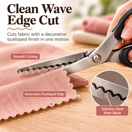 Stainless Steel Pinking Shears for Fabric Cutting – 3/5/7mm Wave Edge Tailor Scissors for Sewing, Dressmaking & DIY Crafts