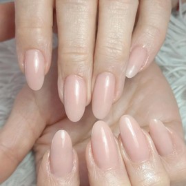 AddFavor Oval Press on Nails Short Fake Nails, 240pcs Pale Pink Nails Press on Almond False Nail Full Cover Acrylic Nail for Women and Girls