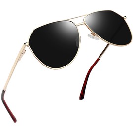 Joopin Black Polarized Sunglasses for Men Women Aviation Mens Sunglasses Womens Shades UV Protection Classic Retro Sun Glasses - Gold Frame Black Lens