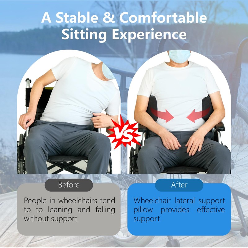 SGTMATCY Lateral Support for Wheelchair Lateral Support Cushion with Adjustable