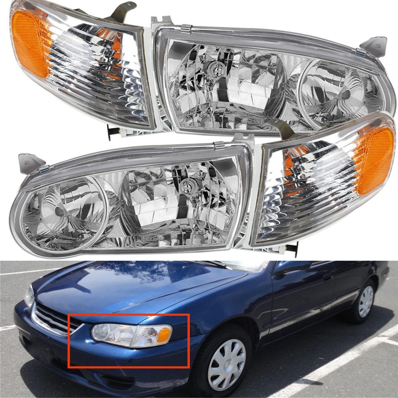 Nurniacl 2-Pack Headlights Assembly Headlamps with Corner Signal Lamp Clear