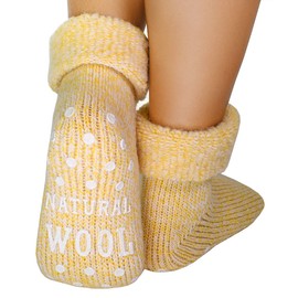 dunaro 1-2 Pairs of ABS Non-Slip Socks Wool Socks Stopper Socks Studded Socks for Men and Women, 1 Pair Yellow