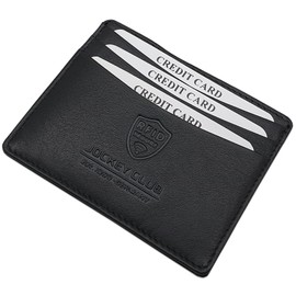 myledershop Flat Cowhide Nappa Leather Credit Card Case / Business Card Holder / Credit Card Case with RFID & NFC Protection in Black, black, Minimalist