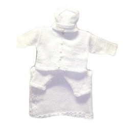 Cpk1bk, Any One Looking for a Gift for Little Boy or Girl, Please Look At the Following, Knitted on Hand Knitting Machine White Chenille, Finished By Hand Crochet Cardigan Sweater, Pant, Hat Set with Matching Gita Blanket: Available in Sizes 0-6mo, 6-12m