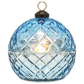 WNP Glass Flameless LED Candles Decorative Light Birthday Gift for Her,Battery Operated Flickering Electric LED Ball Candles,Jar Candle for Home with Glass Cover Gifts for Mom,Sister,Women(Blue)