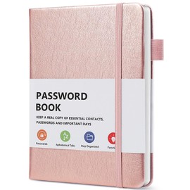 B6 Password Book with Alphabetical Tabs, Hardcover Password Keeper Internet Address Organizer Logbook for Computer and and Internet Address Website Login, Gold Rose