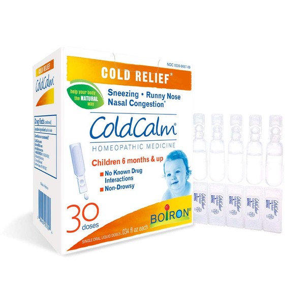 Boiron Coldcalm Baby, 30 Doses. Baby Cold Relief Drops for Sneezing, Runny Nose, and Nasal Congestion, Non-drowsy, Sterile Single-use Liquid Oral Doses with Natural Active Ingredient