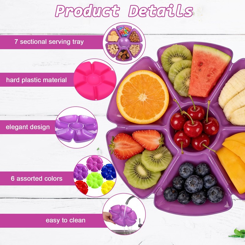 12 Pack Divided Serving Tray 12 Inch 7 Section Veggie