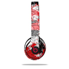 WraptorSkinz Skin Compatible with Beats Solo 4, Solo 3 and Solo 2 Wireless Headphones - Checker Skull Splatter Red - Decal Vinyl Wrap (Headphones NOT Included)