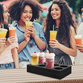 Healvian Foam Cup Holders 8 Holes Beverage Carrier Foam Drink Carrier Takeout Coffee Cup Tray Beverage Holder for Hot and Cold Drinks Coffee, Milk Tea