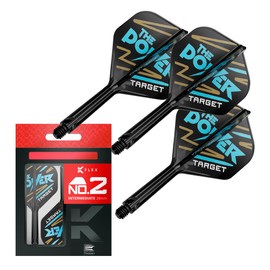 TARGET Darts Phil Taylor K Flex Flights and Shaft System, No.2 | Pack of 3 Kflex All In One Flights, Player Edition Darts Accessories | K-Flex Dart Stem – Intermediate (26mm)