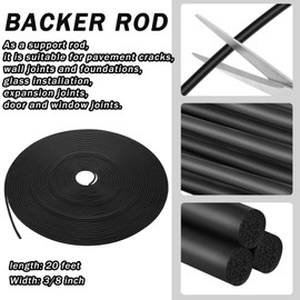 Frienda Backer Rod Foam Rubber Caulk Saver Concrete Expansion Joint Filler Weather Strip Seal for Gaps and Joints (Black,3/8 Inch x 20 ft)