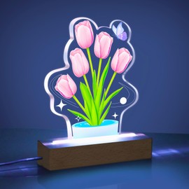 ZEEYUAN Tulip Flower Gifts for Her Women Birthday Anniversary/Tulip Lamp Mother Grandma Tulips Gift,2025 Graduation Gifts for Her/Daughter Preschool College Graduation Gift Women Office Desk Decor
