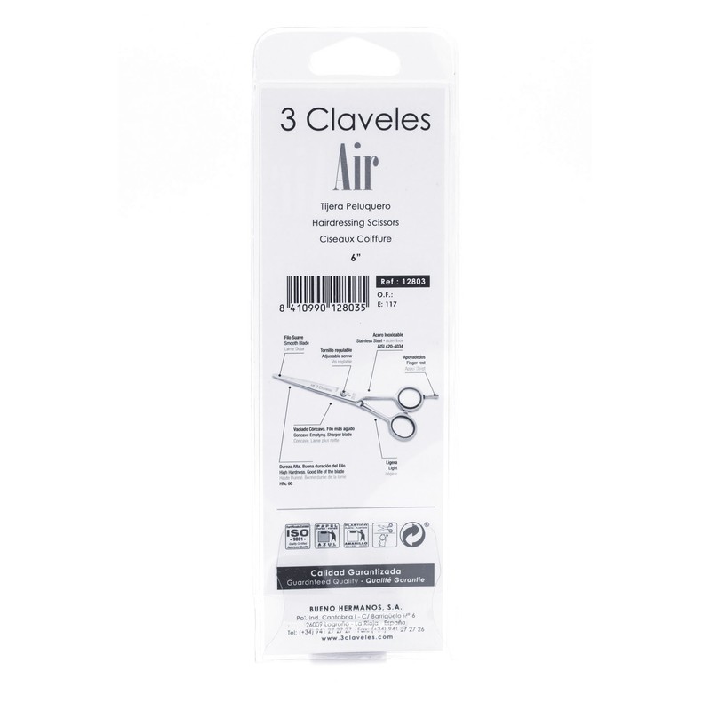 3 Claveles Air Scissors Hairdresser 6 Inches