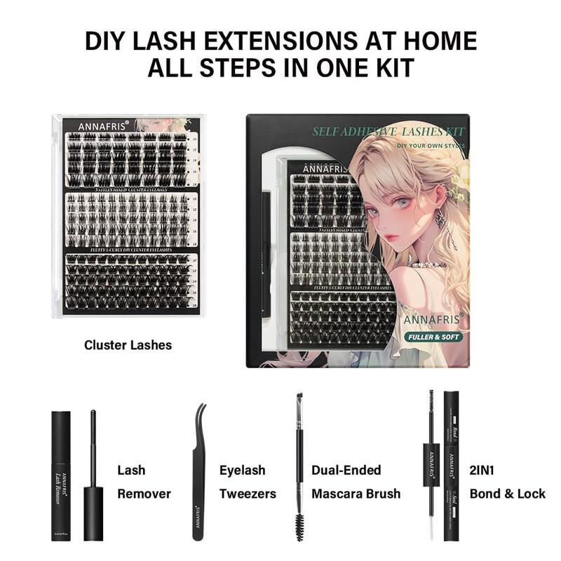 ANNAFRIS Eyelash Extensions, Eyelash Clusters, Eyelash Lifting Set, Clusters, Lashes,