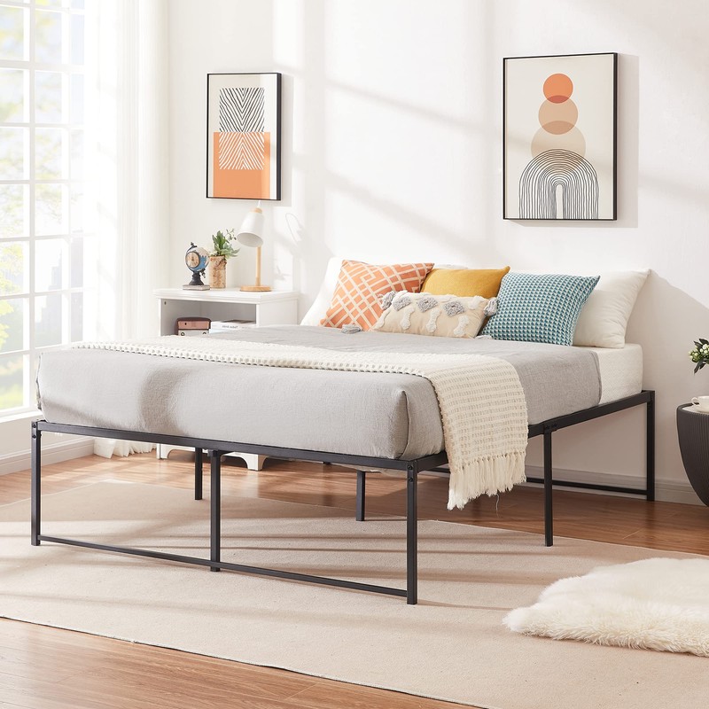 VECELO 18" Queen Size Tall Bed Frame Metal Platform/Mattress Foundation/No