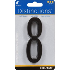 Distinctions by Hillman 843262 4-Inch Die Cast Self-Adhesive House Address Plaque, Aged Bronze, Number 8